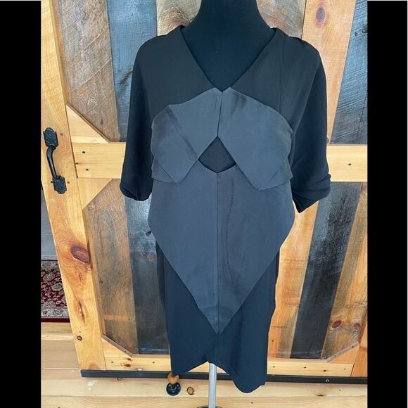 New with tags Line and Dot black mini dolman style dress with silk accents, sz M - Picture 1 of 6